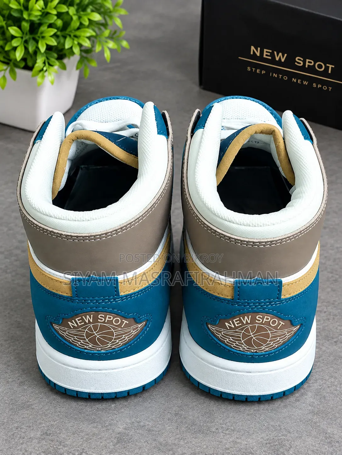 ✅️"Premium White & Navy Blue High Neck Sneakers" 43
