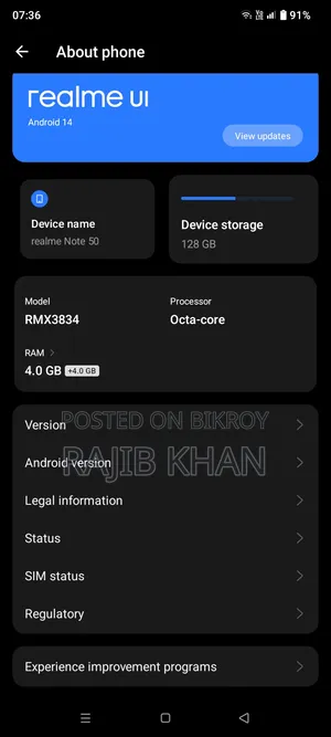 Realme Note 50 128 GB Silver