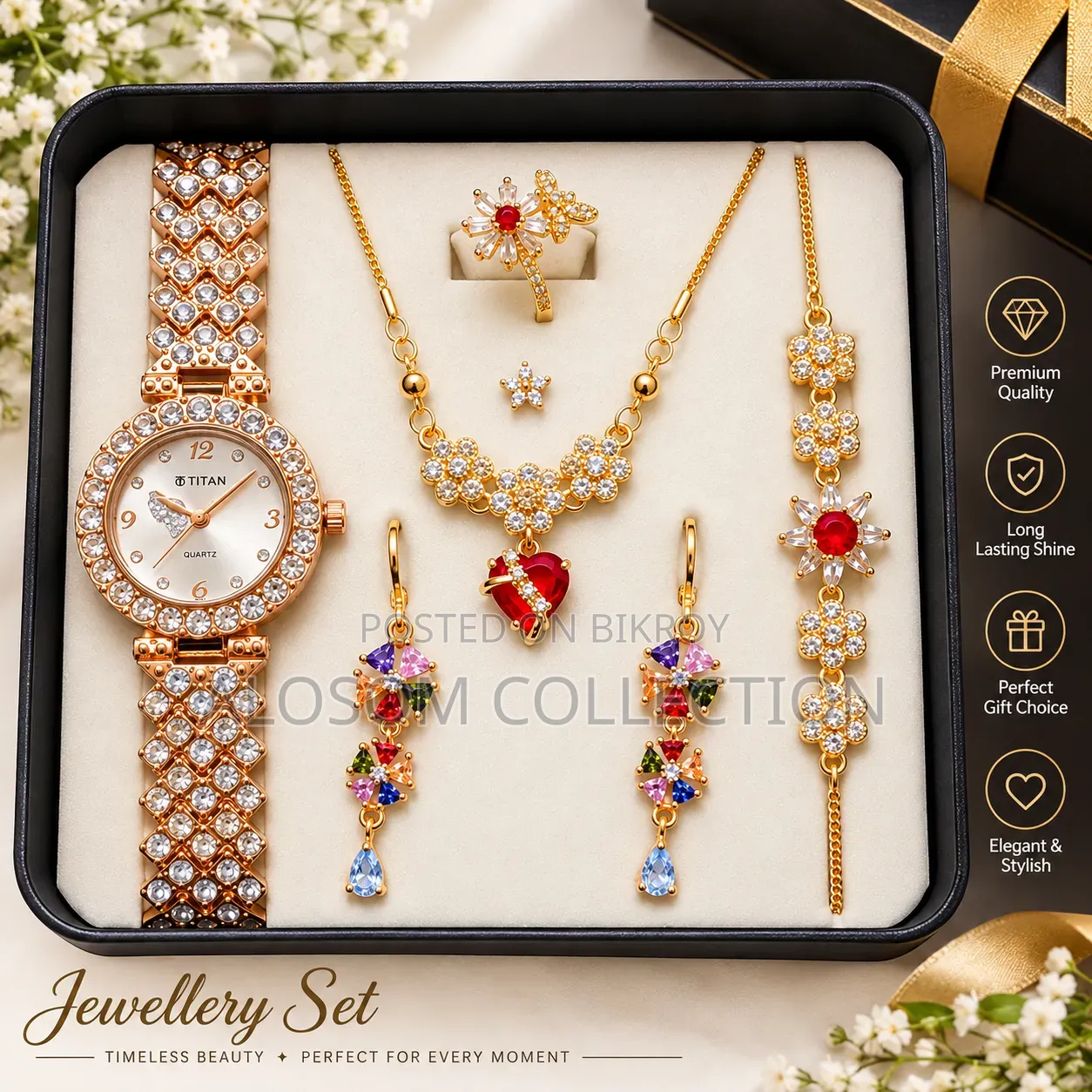 5 in 1 Ladies Watch & Jewelry Gift Set