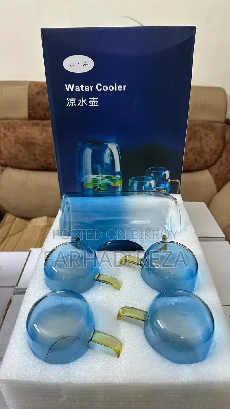 Blue Glass Jug & Cup Set