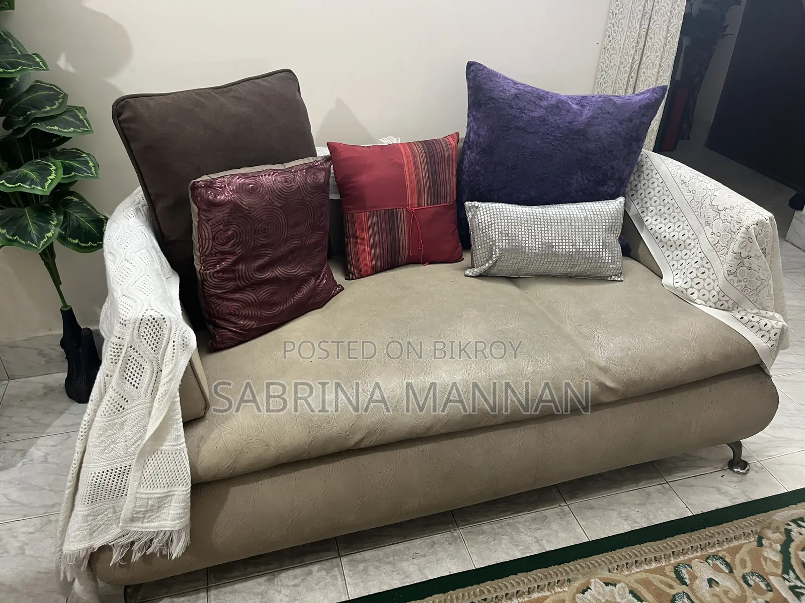 Beige Leather Couches Set