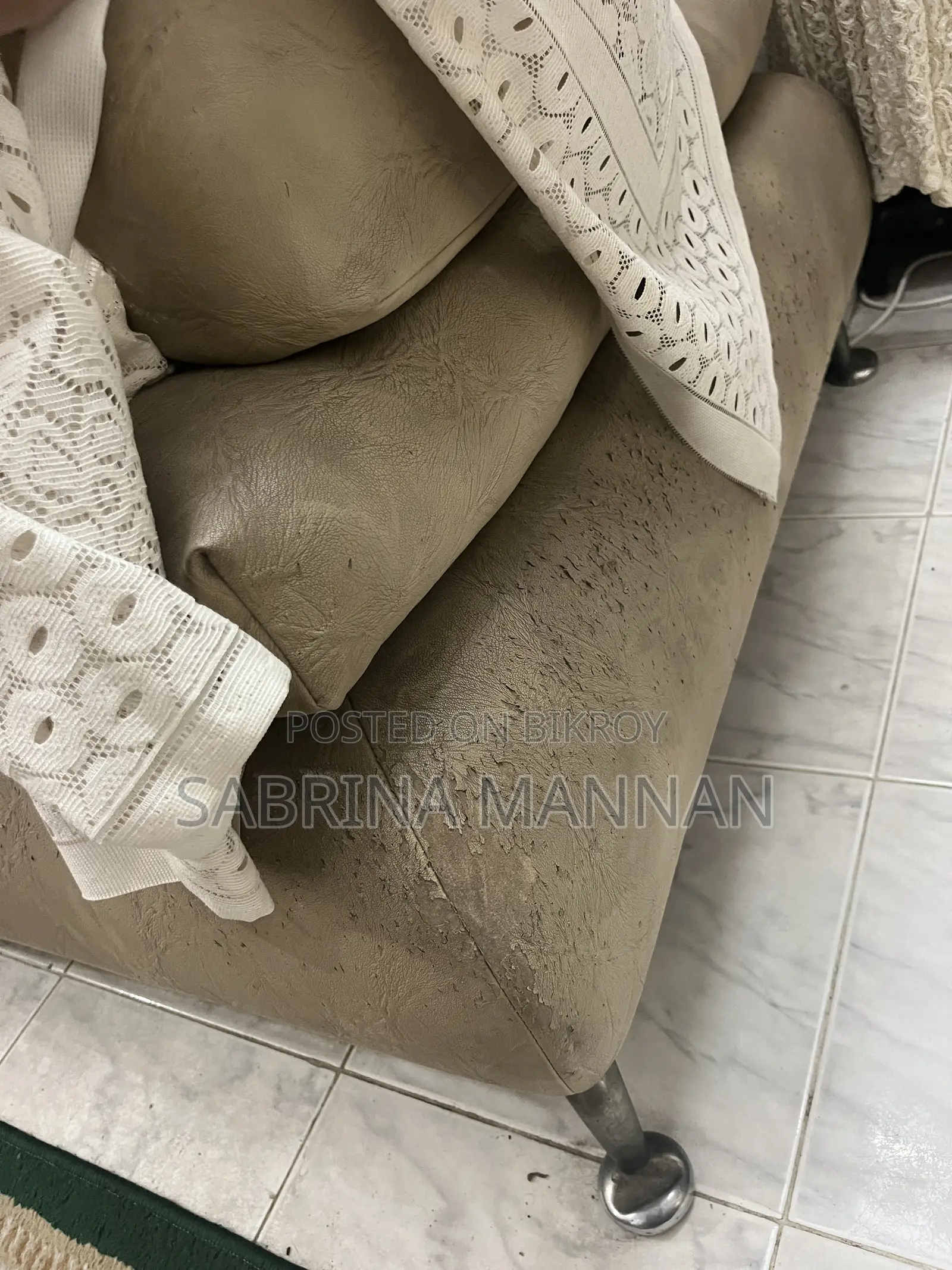 Beige Leather Couches Set
