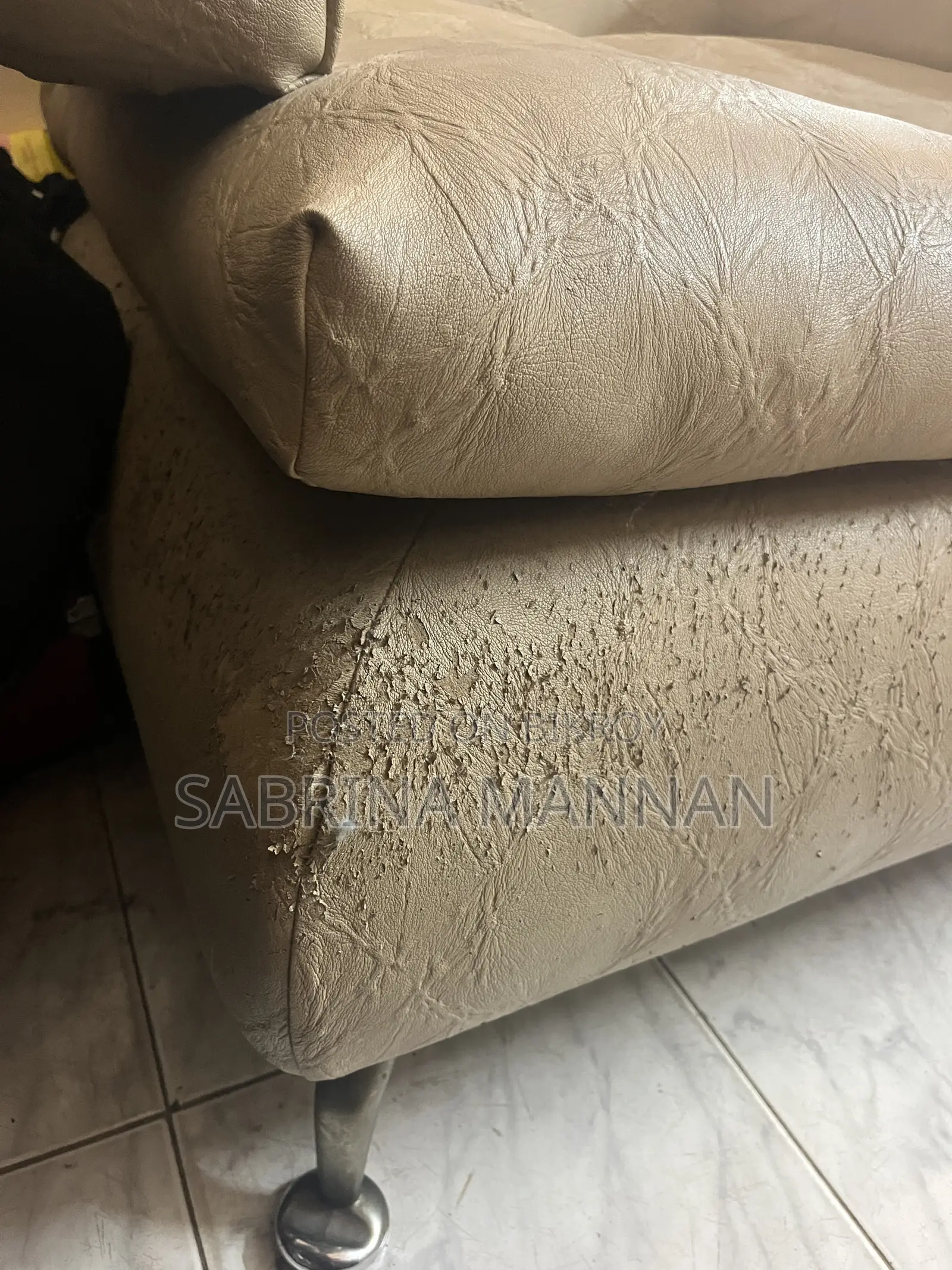 Beige Leather Couches Set