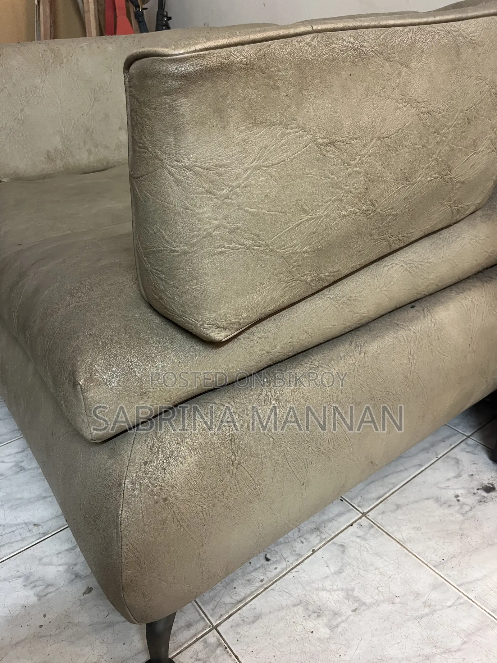 Beige Leather Couches Set