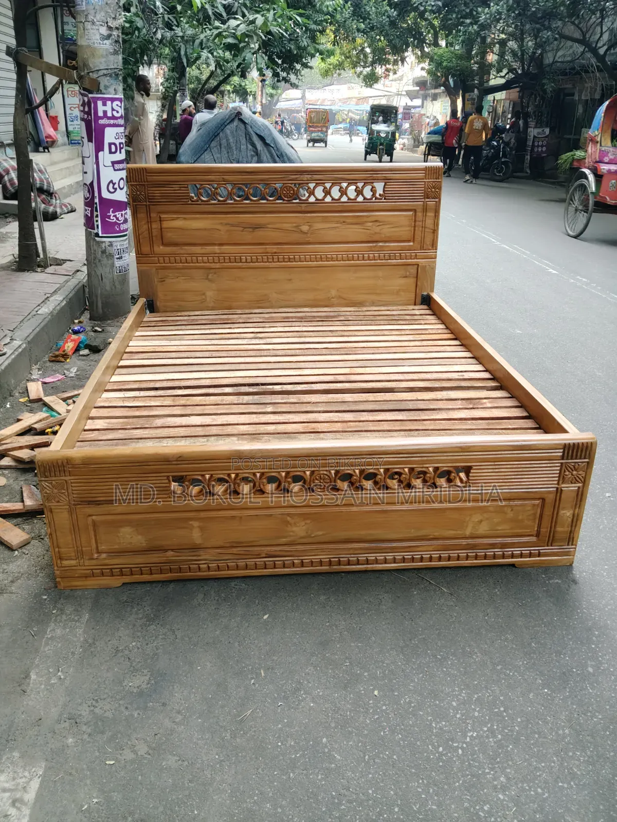 সেগুন কাঠের খাট ৬*৭