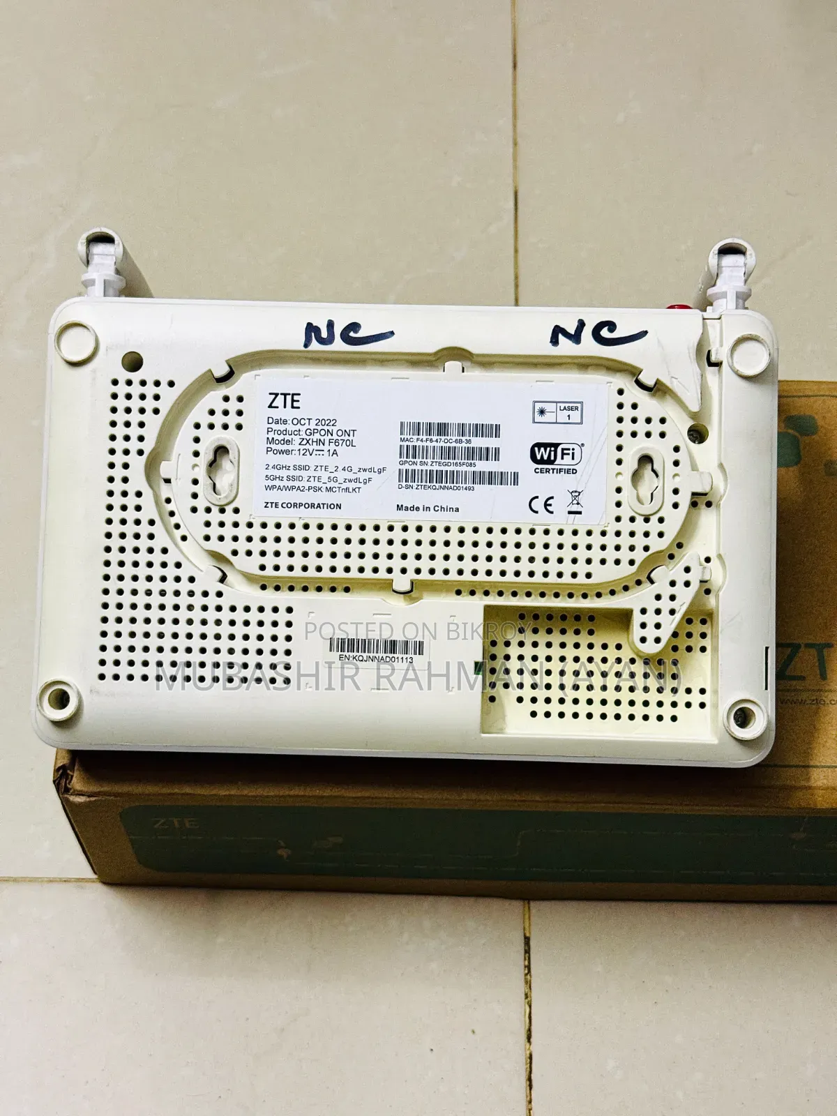ZTE ZXHN F670l GPON ONT Dual Band WiFi Router (Built-in ONU)