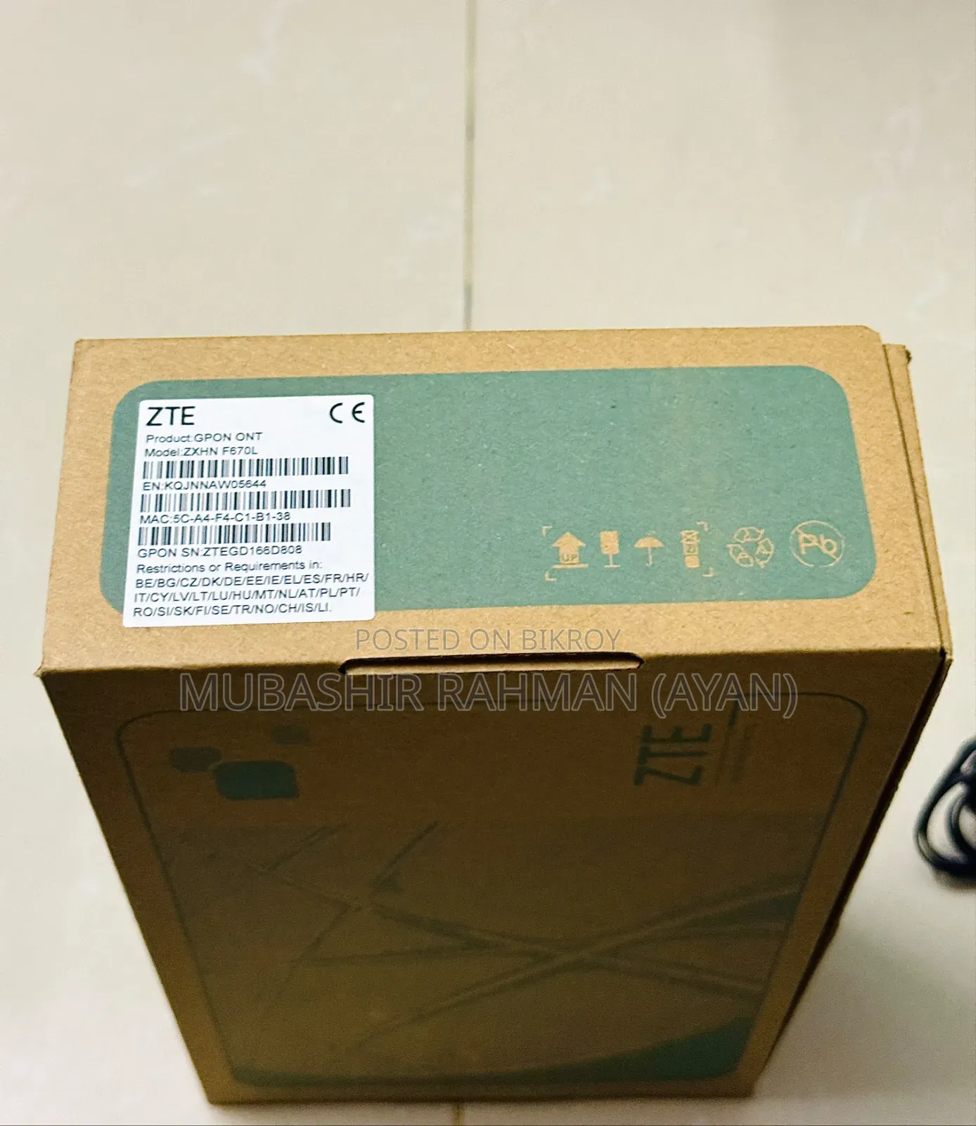 ZTE ZXHN F670l GPON ONT Dual Band WiFi Router (Built-in ONU)