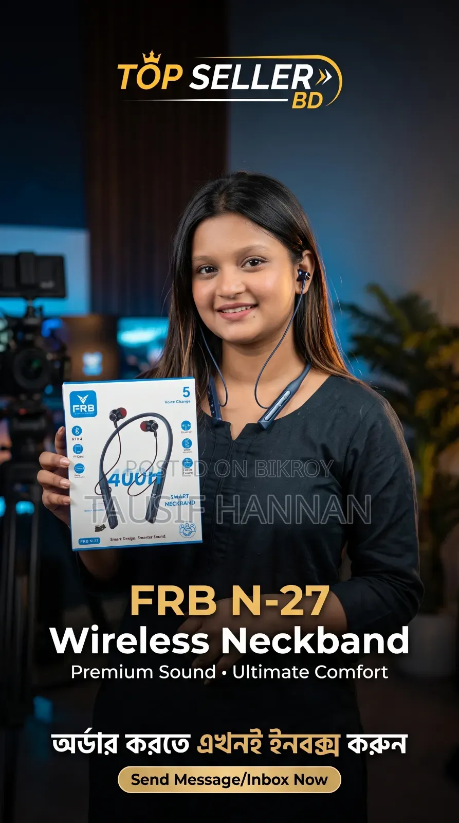FRB N-27 Wireless Neckband — Premium Sound, Ultimate Comfort!