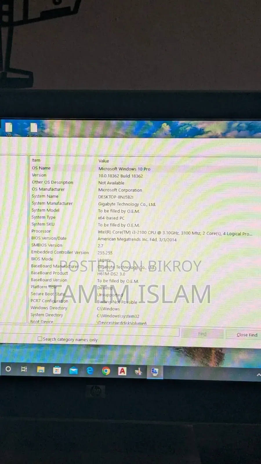 Desktop Computer Samsung 8GB Intel Core 3 HDD+SSD 512GB