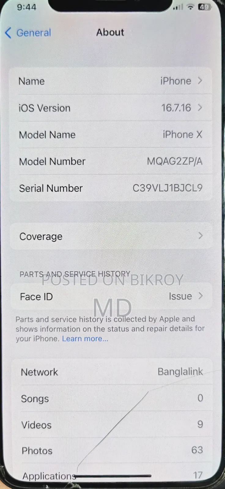 Apple iPhone X 256 GB White