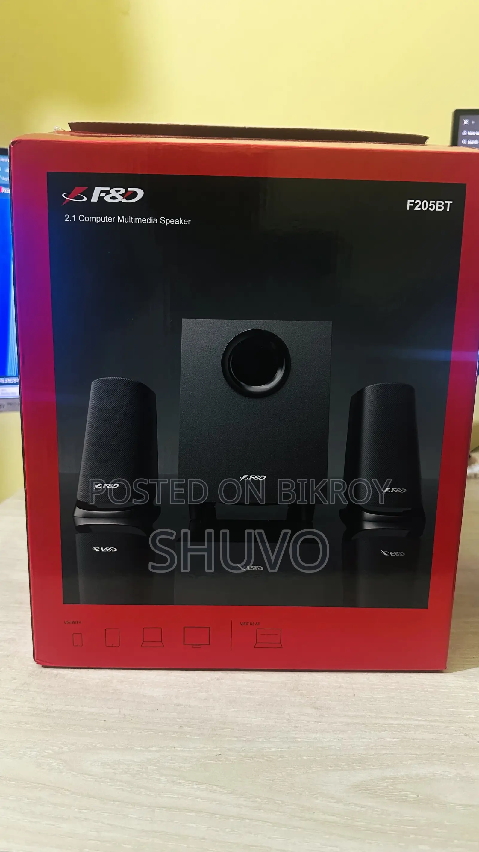 F&D F205BT 2:1 Black Bluetooth Multimedia Speakear (1 Day Used)