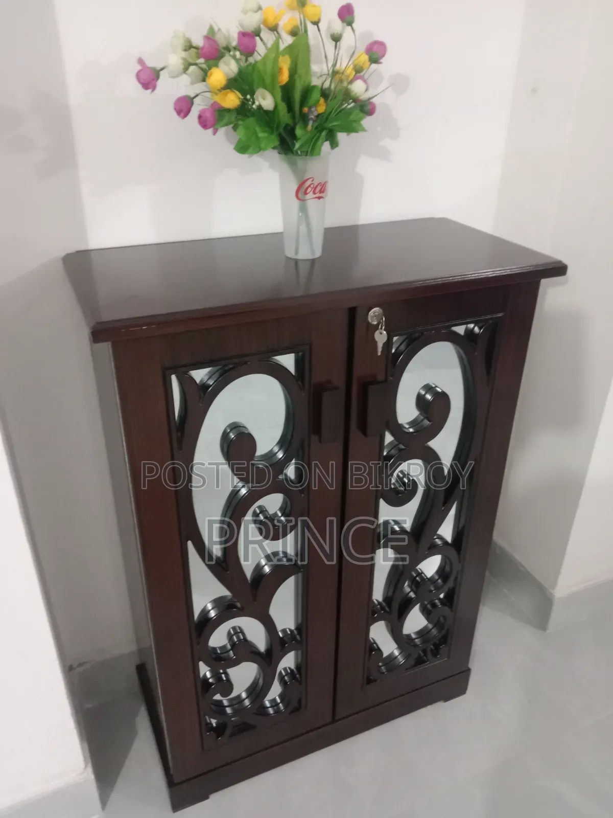 Shoe Rack With Mirror Design MDF Board