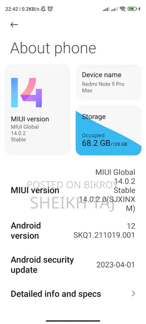 Xiaomi Redmi Note 9 Pro Max 128 GB Blue