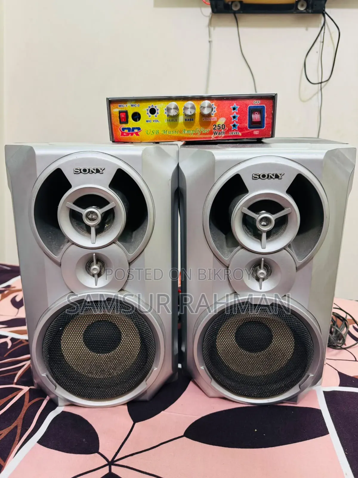 Sony SS-RG55 Speakers + Small Generic Mini USB Music Amplifier