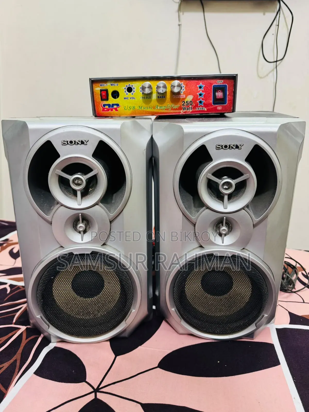 Sony SS-RG55 Speakers + Small Generic Mini USB Music Amplifier