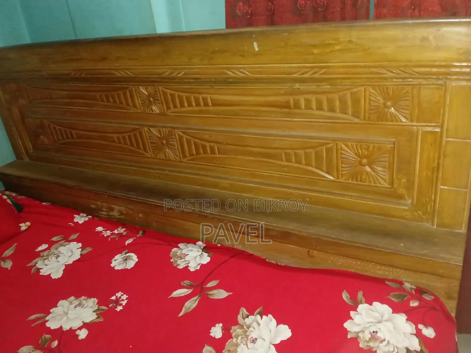 Jessore Teak Wood Bed. 6 Feet by 7 Feet. Semi Double. Half Polished.
