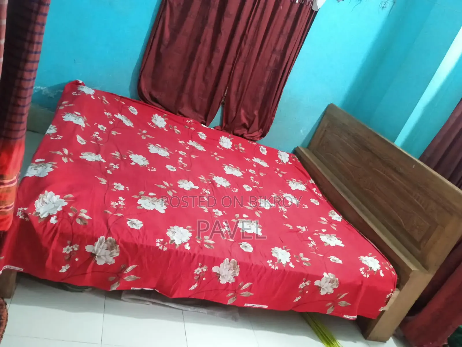Jessore Teak Wood Bed. 6 Feet by 7 Feet. Semi Double. Half Polished.