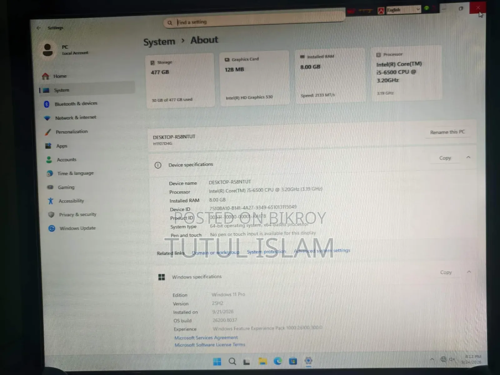 New Desktop Computer Gigabyte 8GB Intel Core i5 SSD 256GB