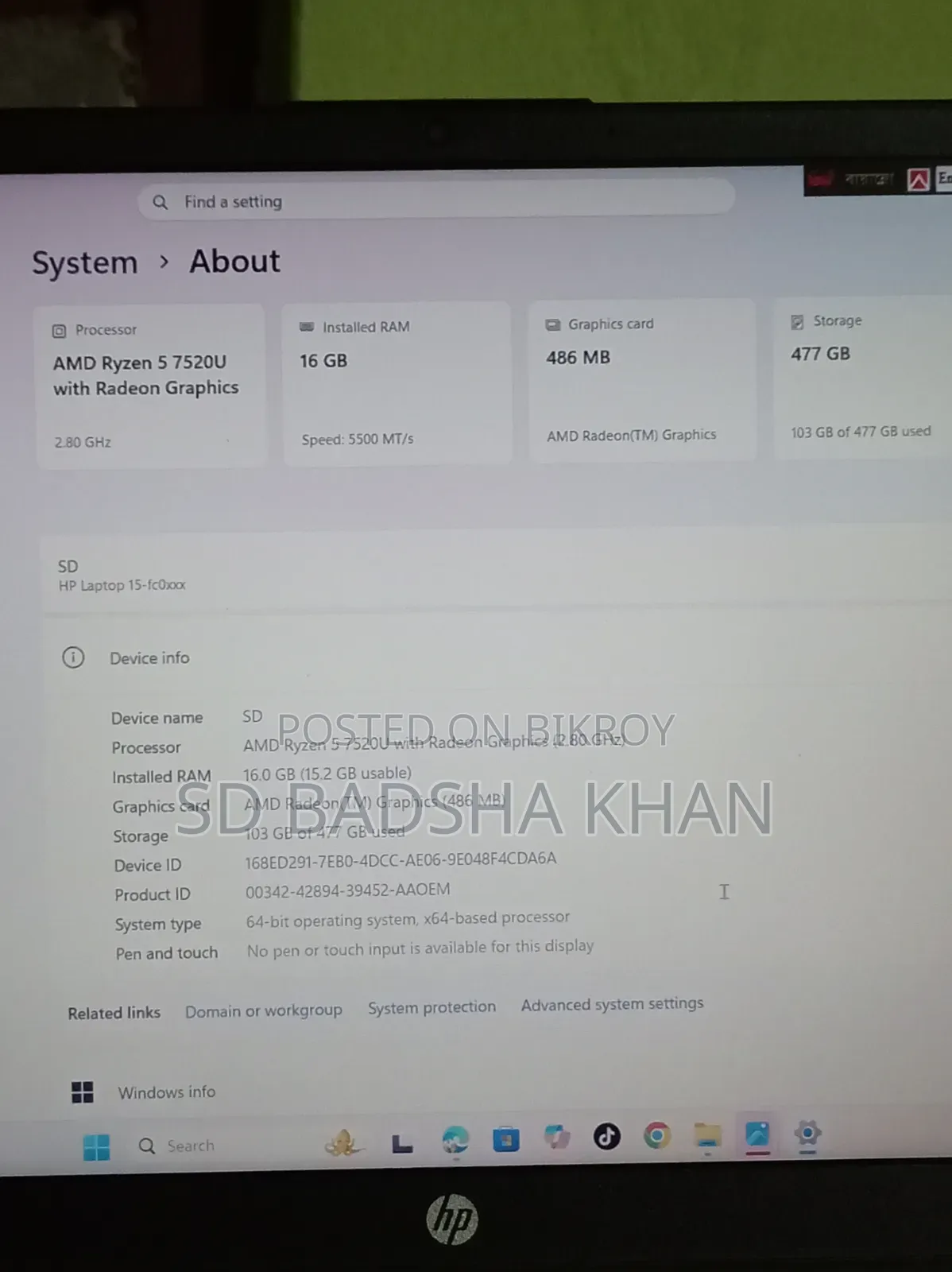 New Laptop HP 15 16GB AMD Ryzen 5 SSD 512GB