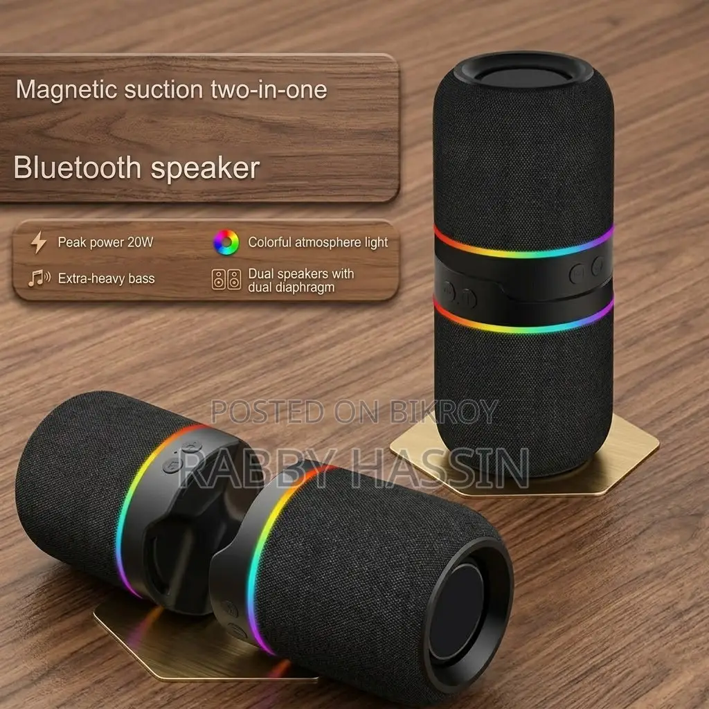 2-in-1 Magnetic Bluetooth Speaker P-3580 RGB Light Wireless Subwoofe