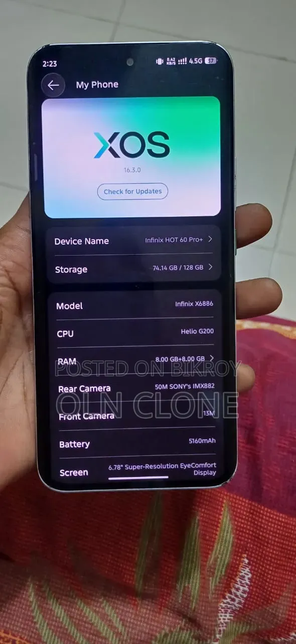 ইনফিনিক্স হট ৬০ প্রো+ ১২৮ জিবি গ্রে