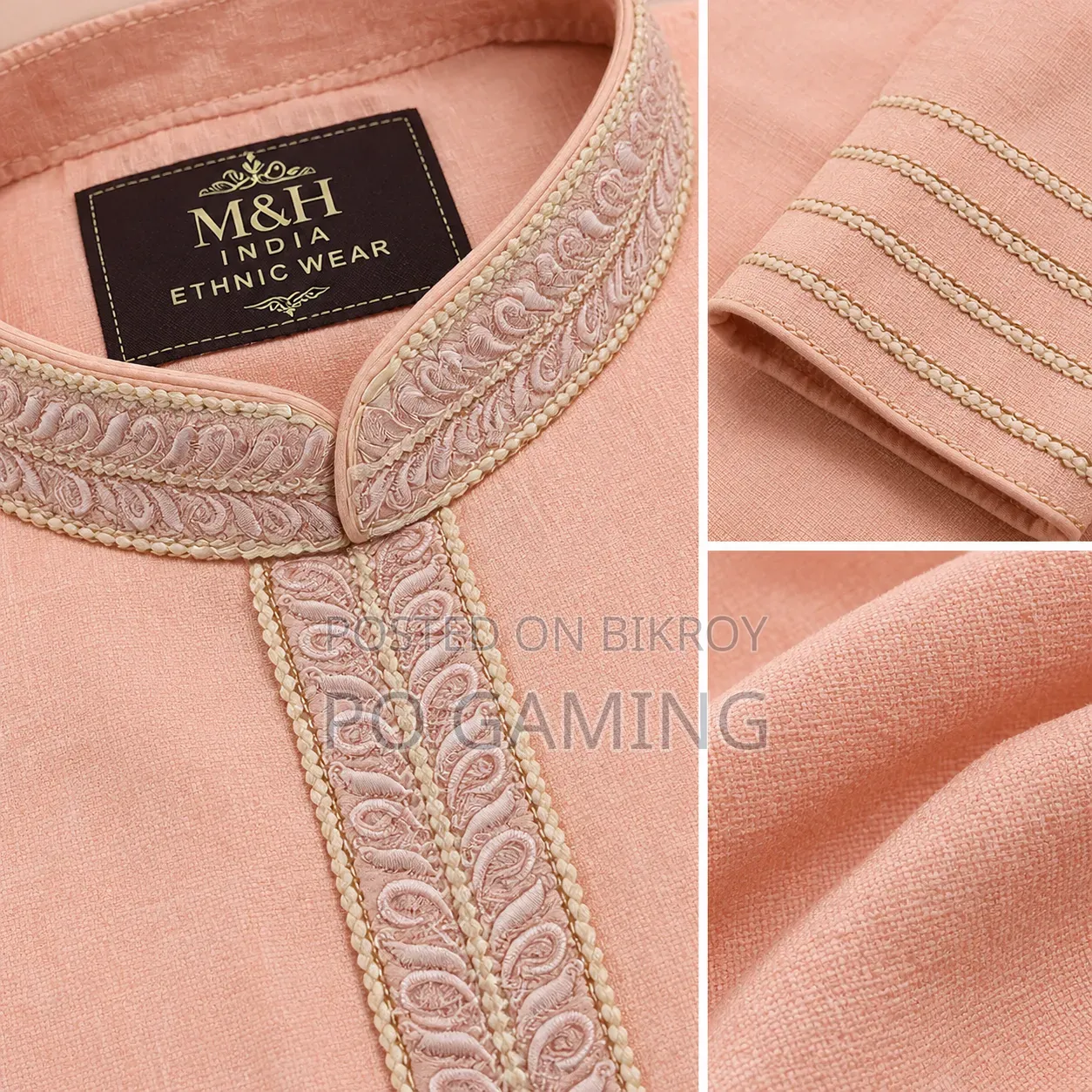 M&H India Classic Pink Embroidered Punjabi