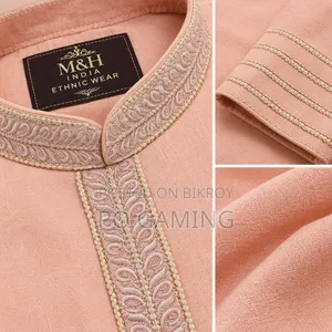 M&H India Classic Pink Embroidered Punjabi