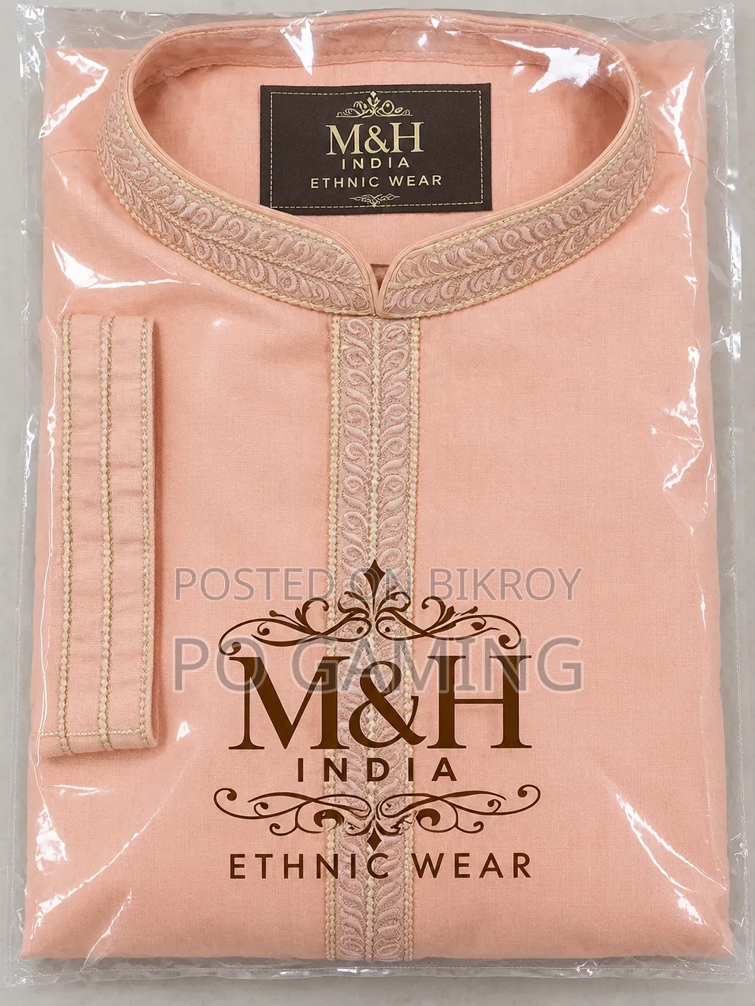M&H India Classic Pink Embroidered Punjabi