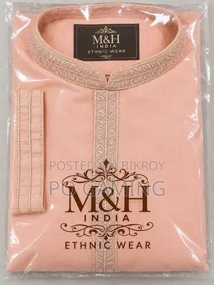 M&H India Classic Pink Embroidered Punjabi