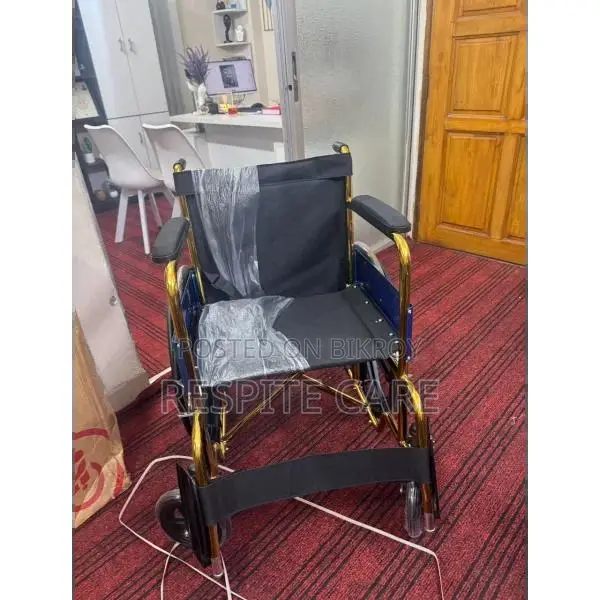 Manual Semi-Fold Wheelchair with Gold Steel Frame