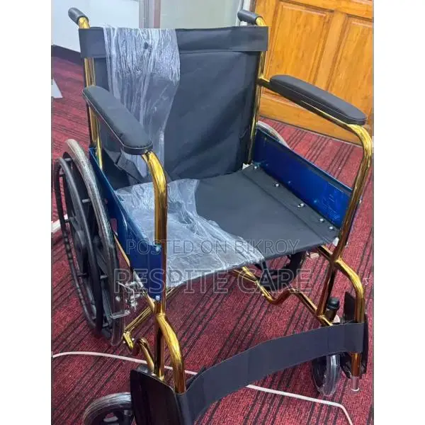 Manual Semi-Fold Wheelchair with Gold Steel Frame