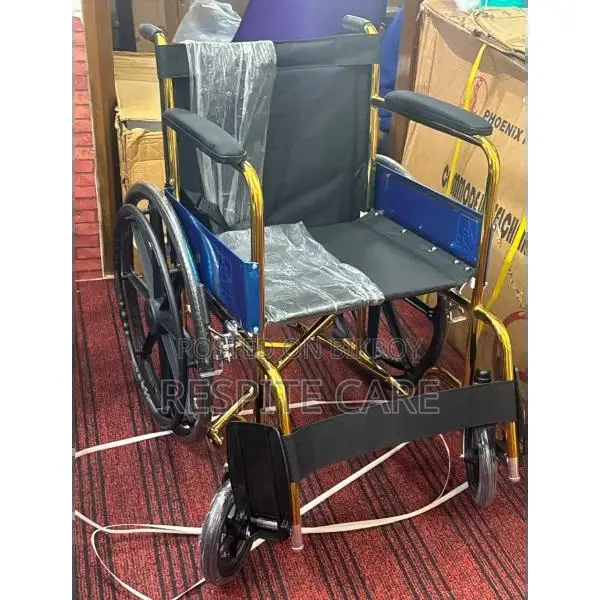 Manual Semi-Fold Wheelchair with Gold Steel Frame