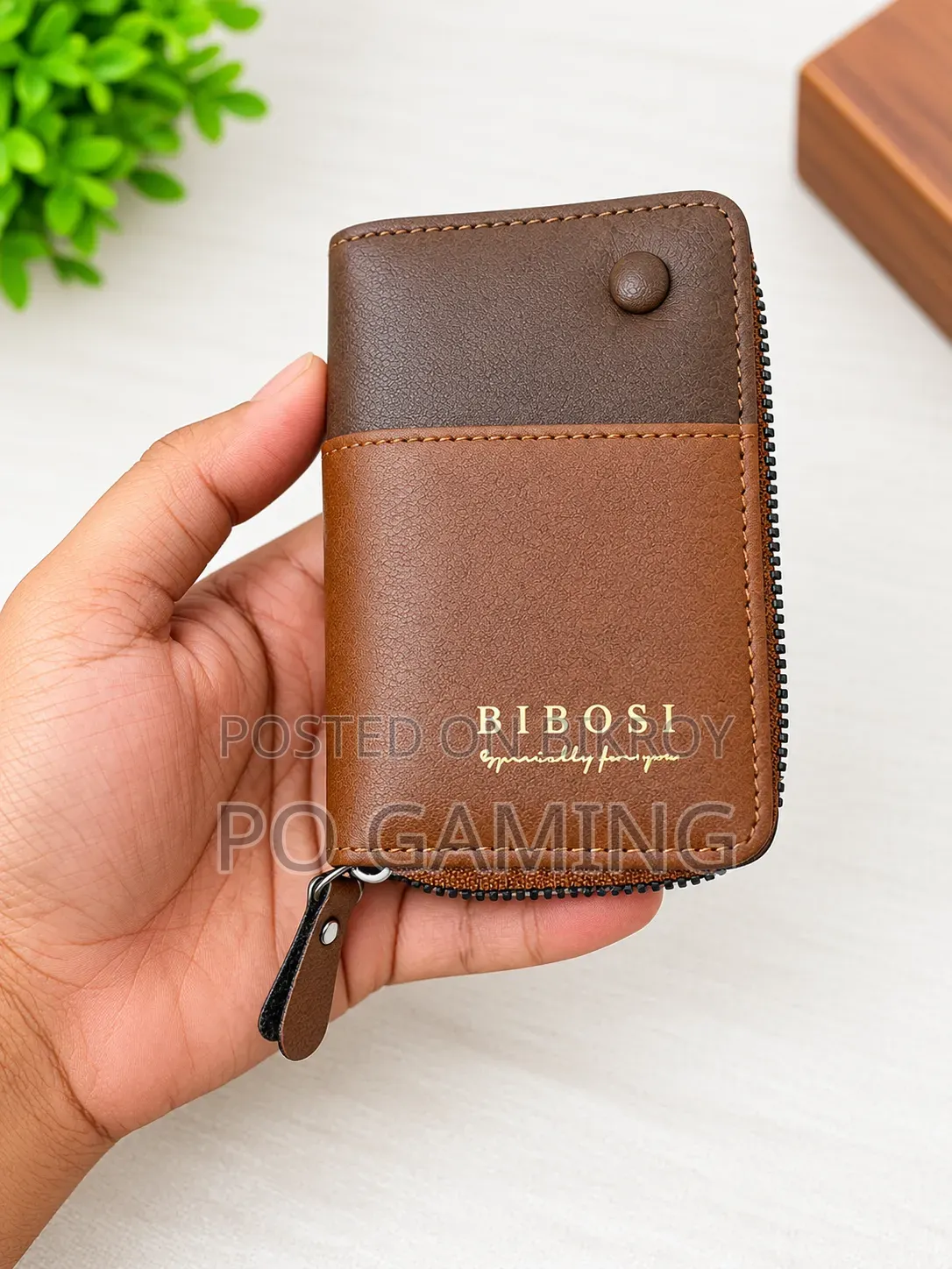 BIBOSI Premium Brown Zip Wallet – Compact & Stylish