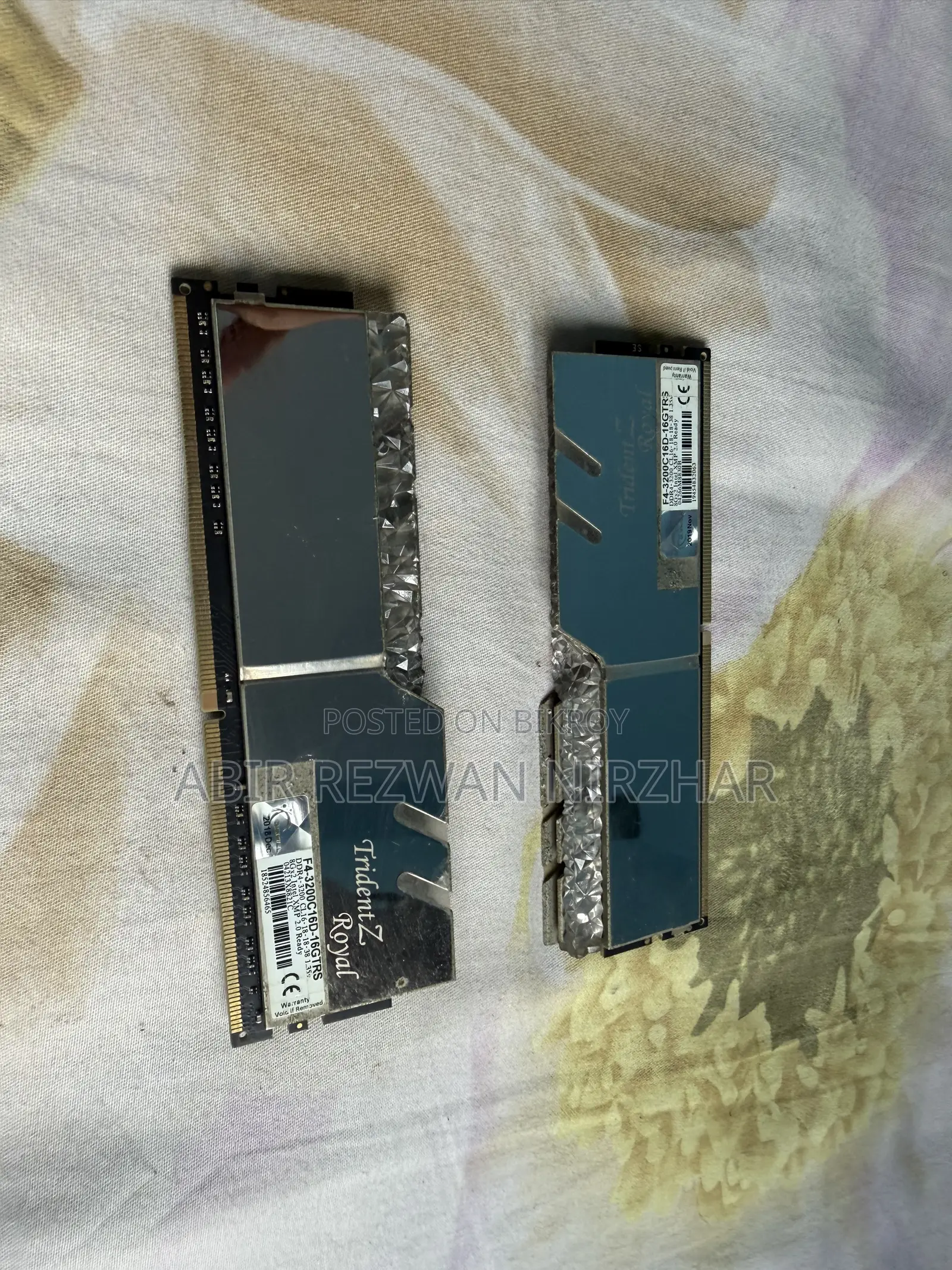 G.Skill Trident Z Royal 16GB (8GB×2) DDR4 3200MHz RGB RAM – Gold