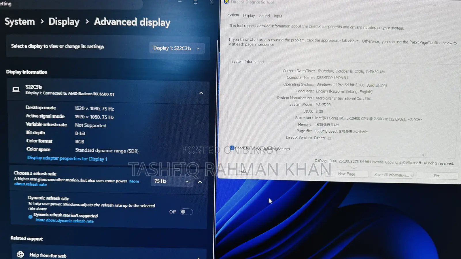 Desktop Computer 16GB Intel Core i5 SSD 500GB