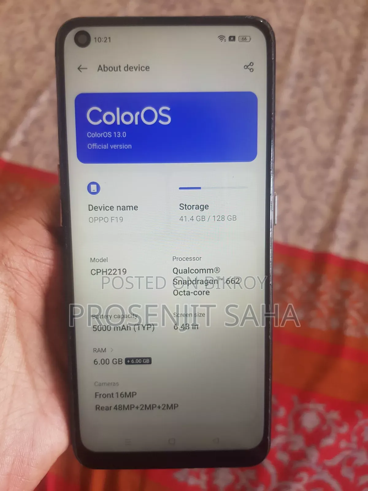 অপ্পো এফ১৯এস ১২৮ জিবি ব্ল্যাক