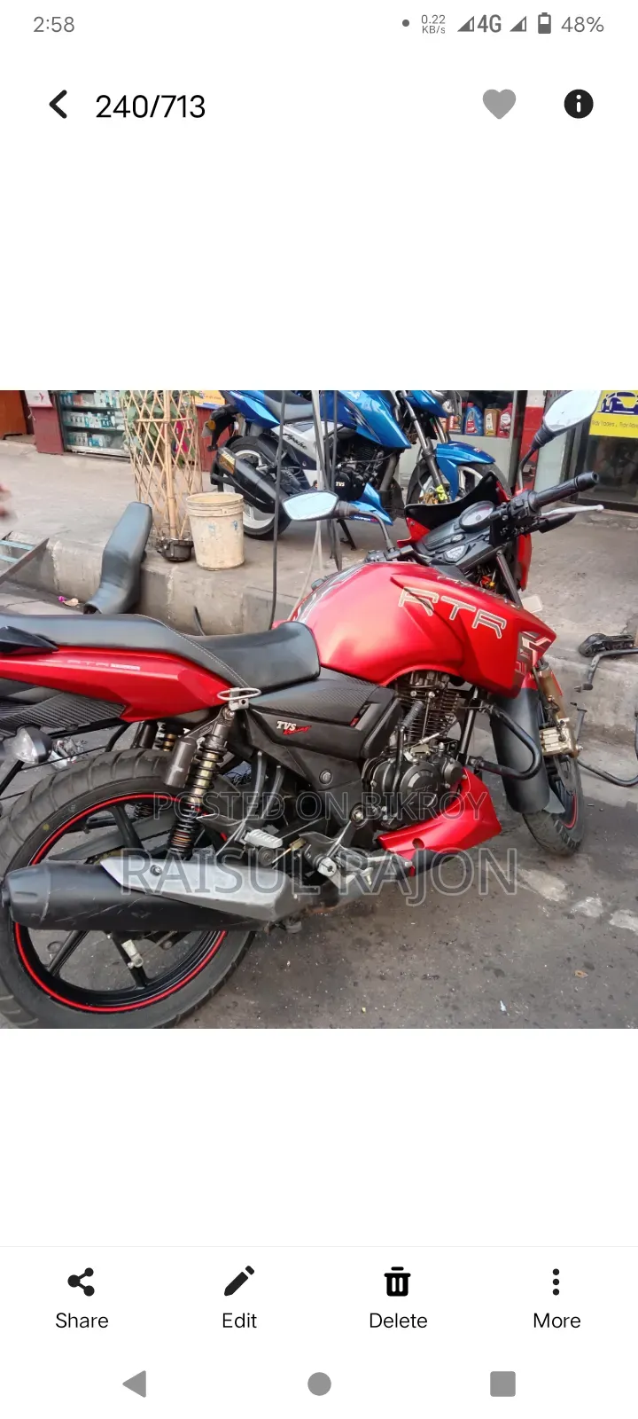 TVS Apache RTR 160 2V 2017 Red