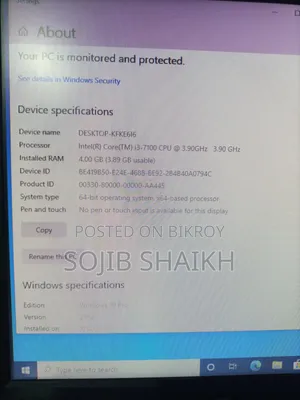 Desktop Computer 4GB Intel Core i3 SSD 128GB