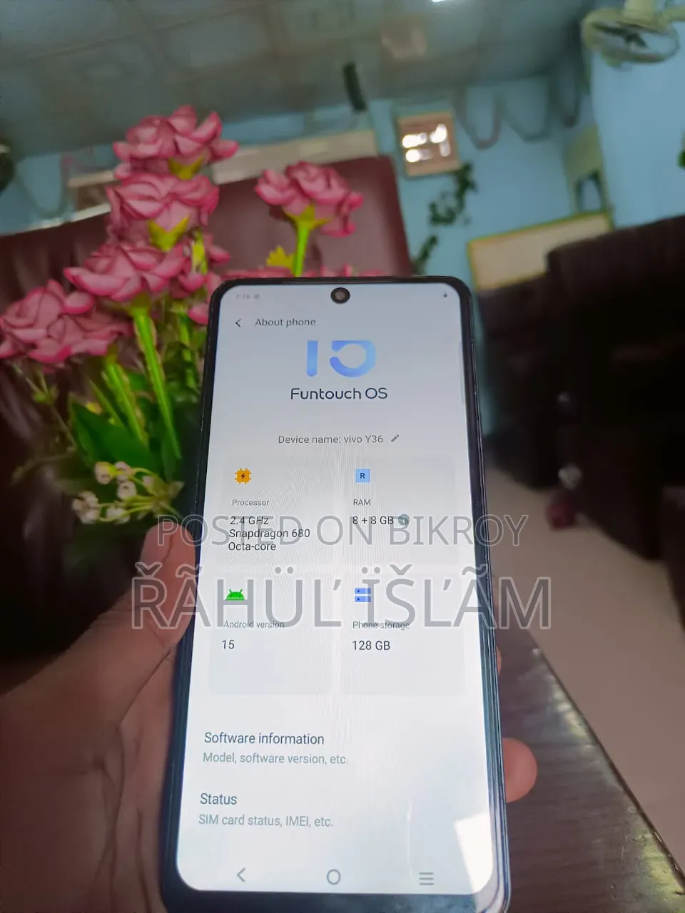 ভিভো ওয়াই৩৬ ৫জি ২৫৬ জিবি কালো