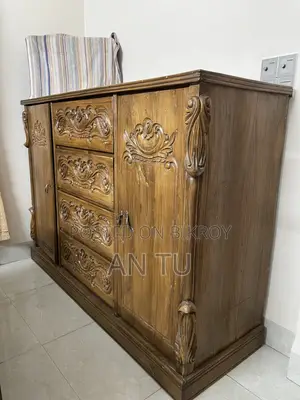 Original Large Solid Akashmoni Wood Carved Wardrobe