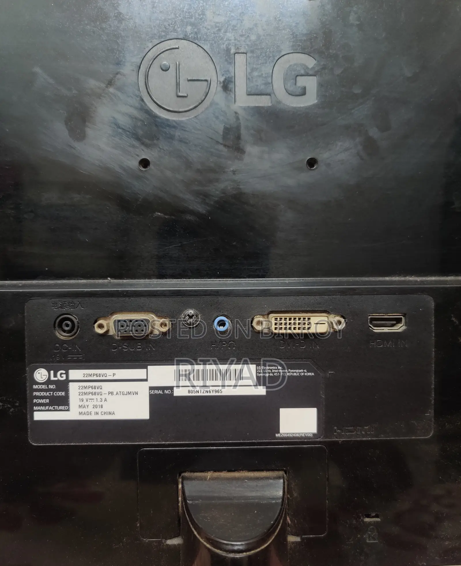 LG Monitor Model 22mp68vq