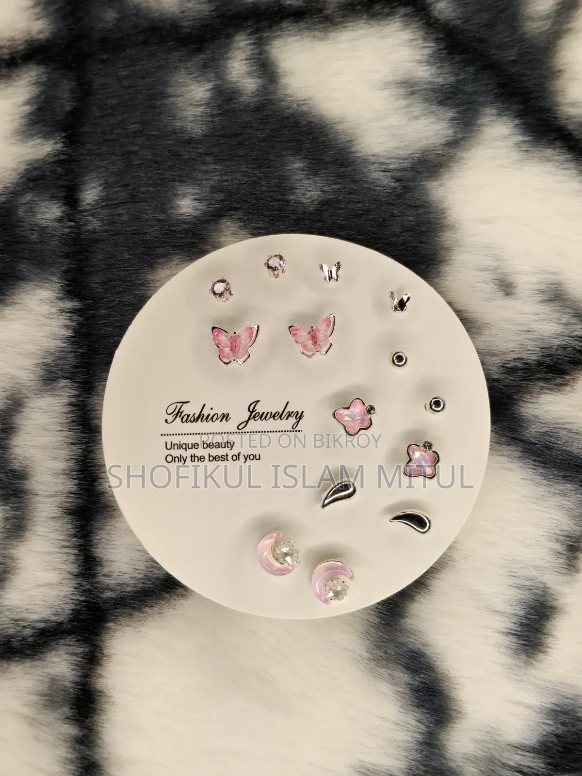 Aesthetic Pink & Silver Earring Combo Set
