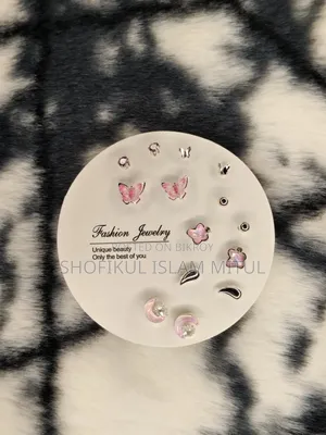 Aesthetic Pink & Silver Earring Combo Set