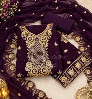 Gorgeous Maroon Georgette Embroidered 4-Piece Party Dress