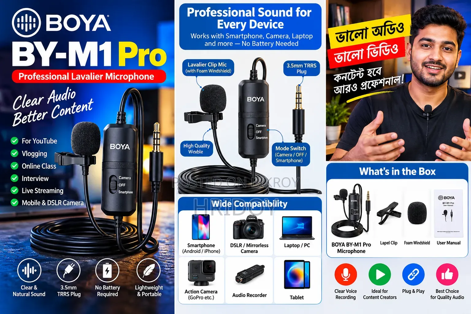 BOYA BY-M1 Pro Professional Lavalier Microphone