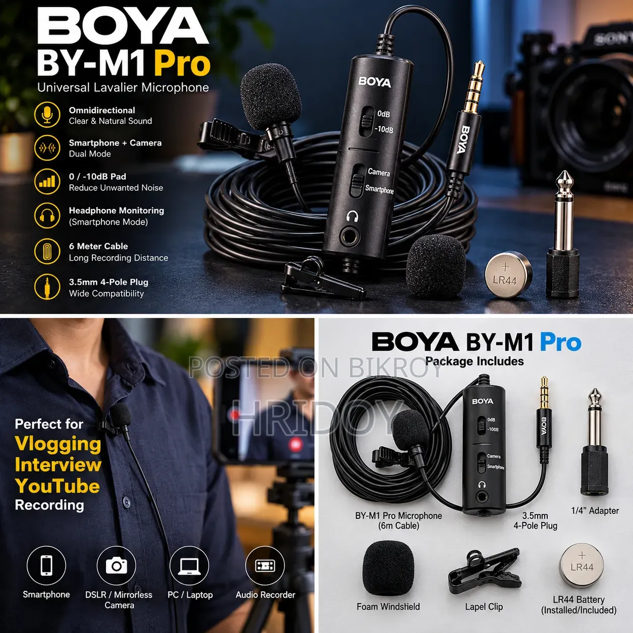 BOYA BY-M1 Pro Professional Lavalier Microphone