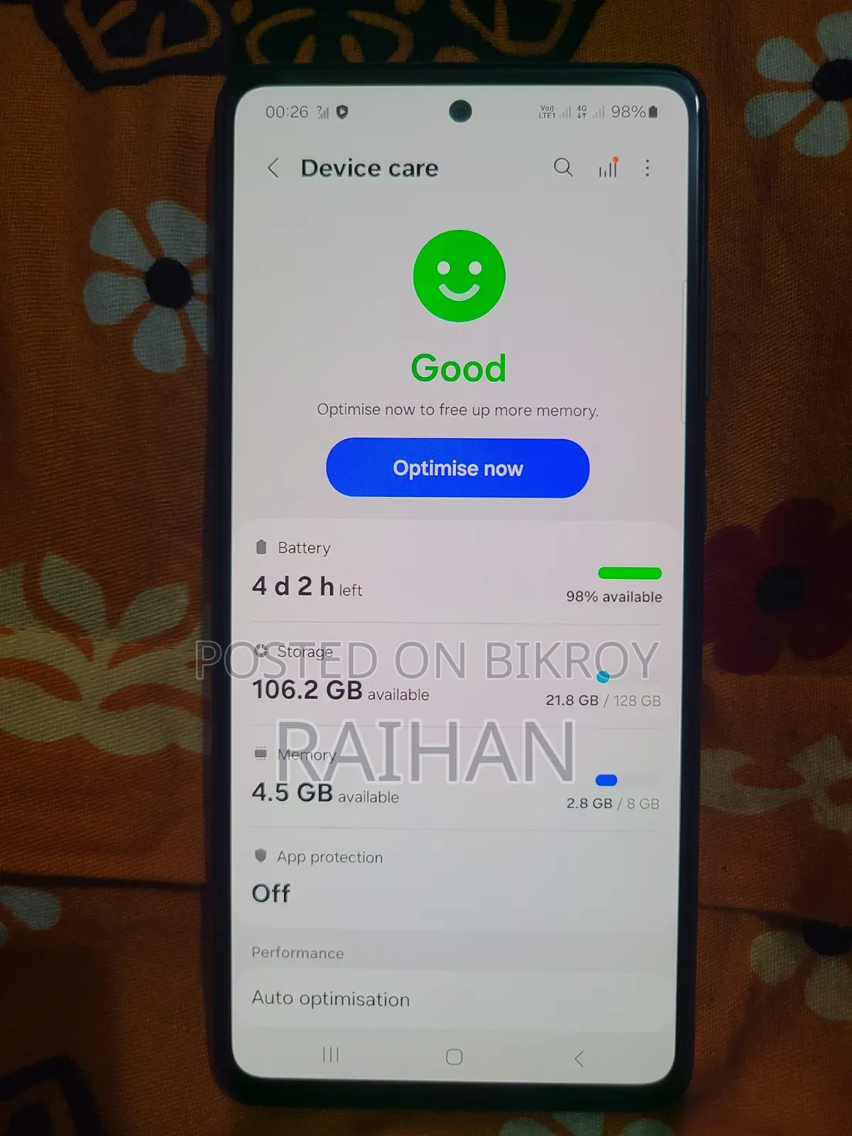 স্যামসাং গ্যালাক্সি এ৫২ ১২৮ জিবি সবুজ