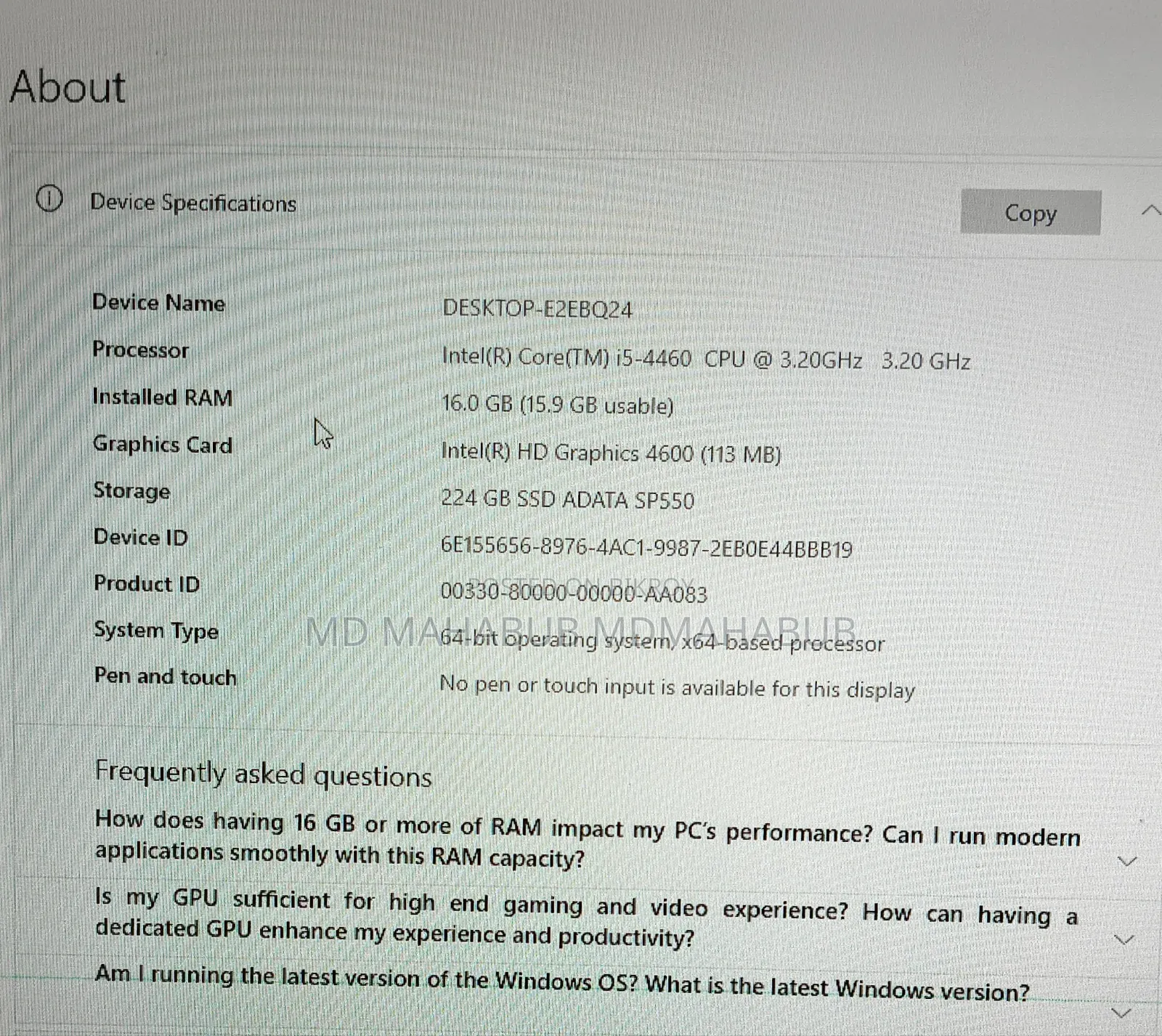Desktop Computer 16GB Intel Core i5 eMMC 250GB