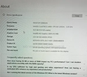 Desktop Computer 16GB Intel Core i5 eMMC 250GB