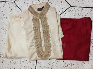 Premium Embroidered Panjabi Set With 2 Pyjamas (Size: 38)